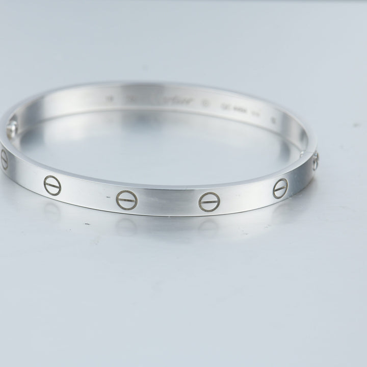 Cartier 18K White Gold Love Bracelet Size 19