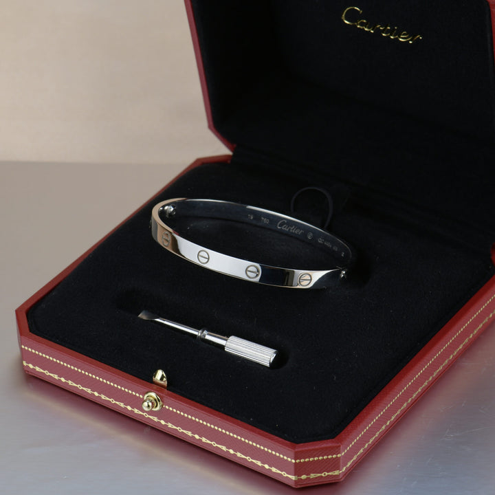 Cartier 18K White Gold Love Bracelet Size 19