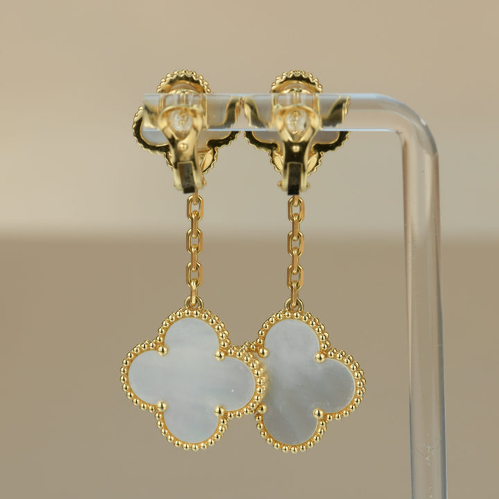 Van Cleef & Arpels Magic Alhambra Mother Of Pearl Gold Long Earrings