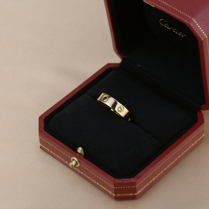 Cartier Love 18K Rose Gold Rose Multi Gem Ring Size 56