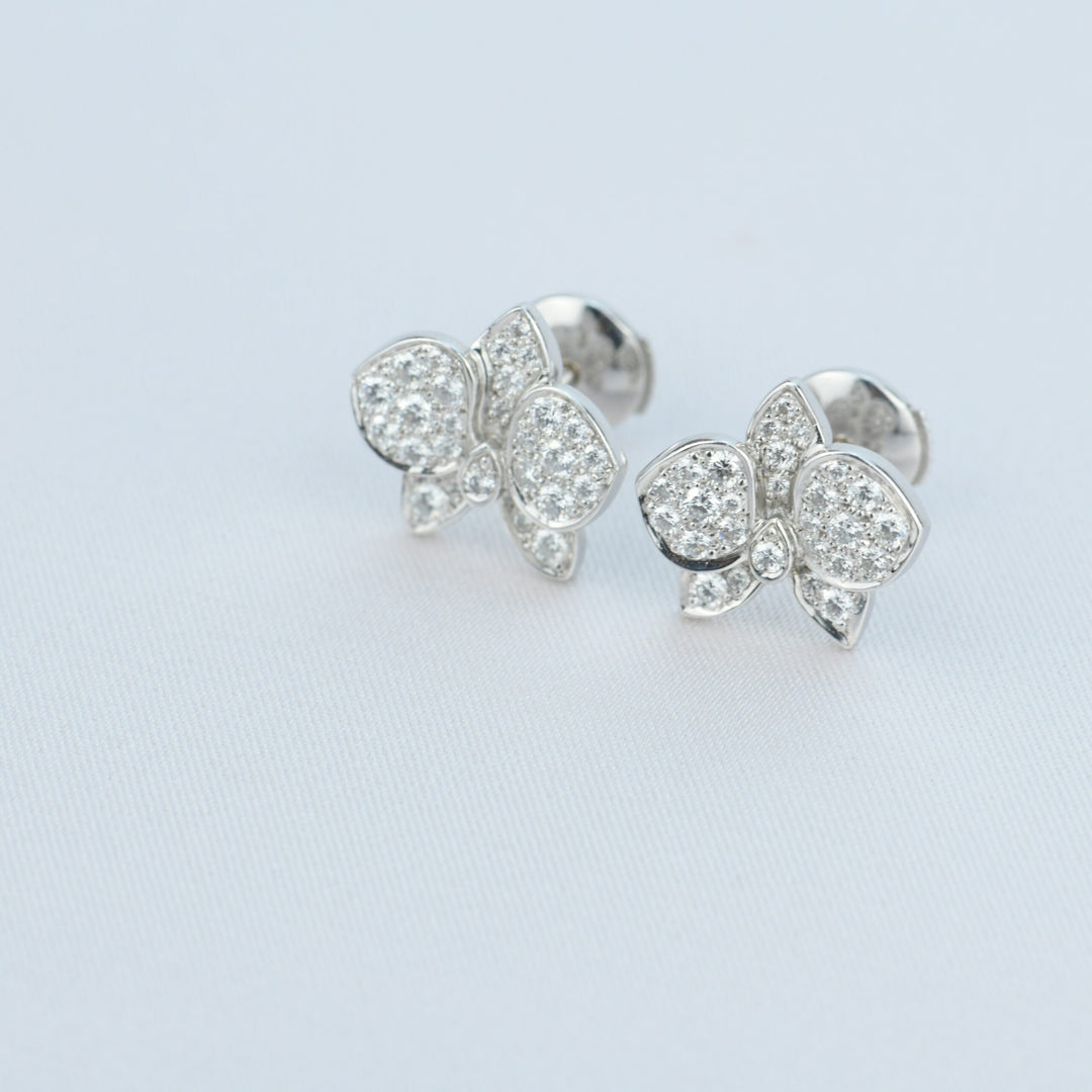 Cartier Caresse D’orchidées Par White Gold Diamond Earring