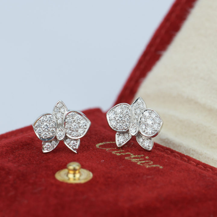 Cartier Caresse D’orchidées Par White Gold Diamond Earring