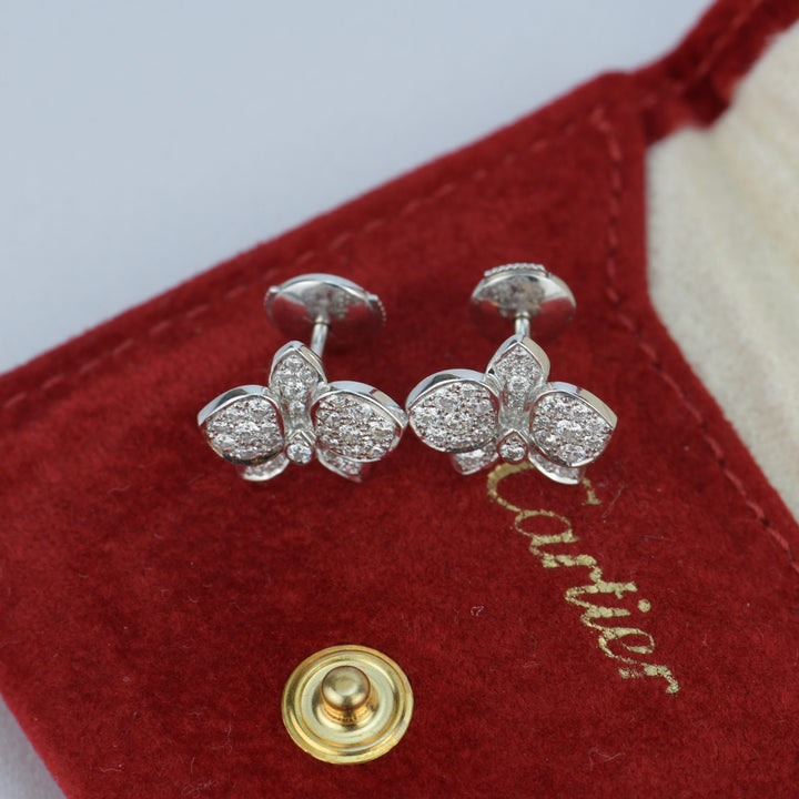 Cartier Caresse D’orchidées Par White Gold Diamond Earring