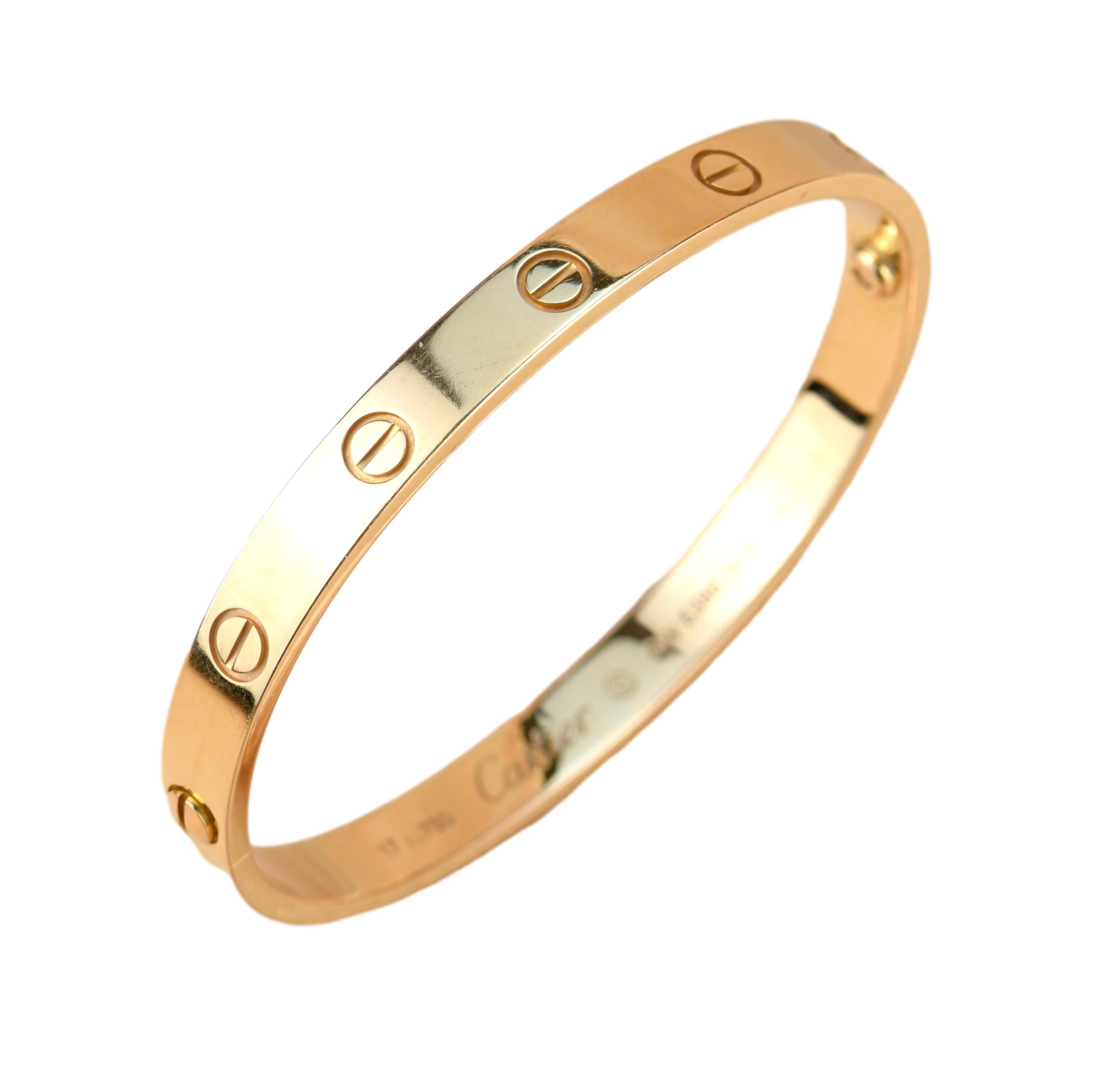Cartier Love 18K Yellow Gold Bracelet Size 16 Dandelion Antiques