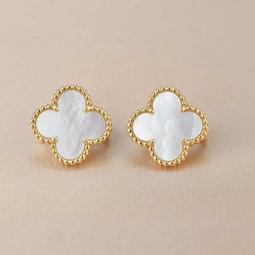 Van Cleef &amp; Arpels Vintage Alhambra Mother of Pearl Gold Earrings
