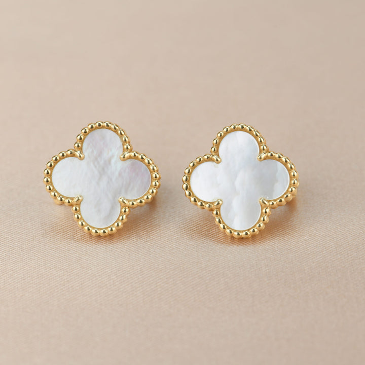 Van Cleef & Arpels Vintage Alhambra Mother of Pearl Gold Earrings