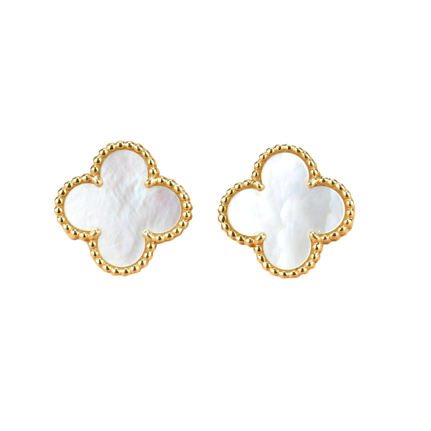 Van Cleef Arpels Alhambra Mother Of Pearl Gold Earrings