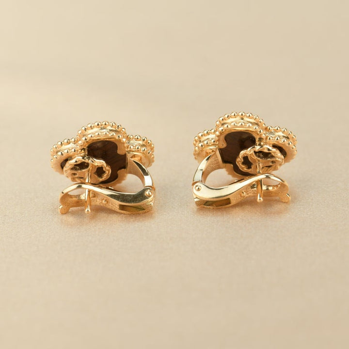 Van Cleef &amp; Arpels Vintage Alhambra Letterwood Rose Gold Earrings