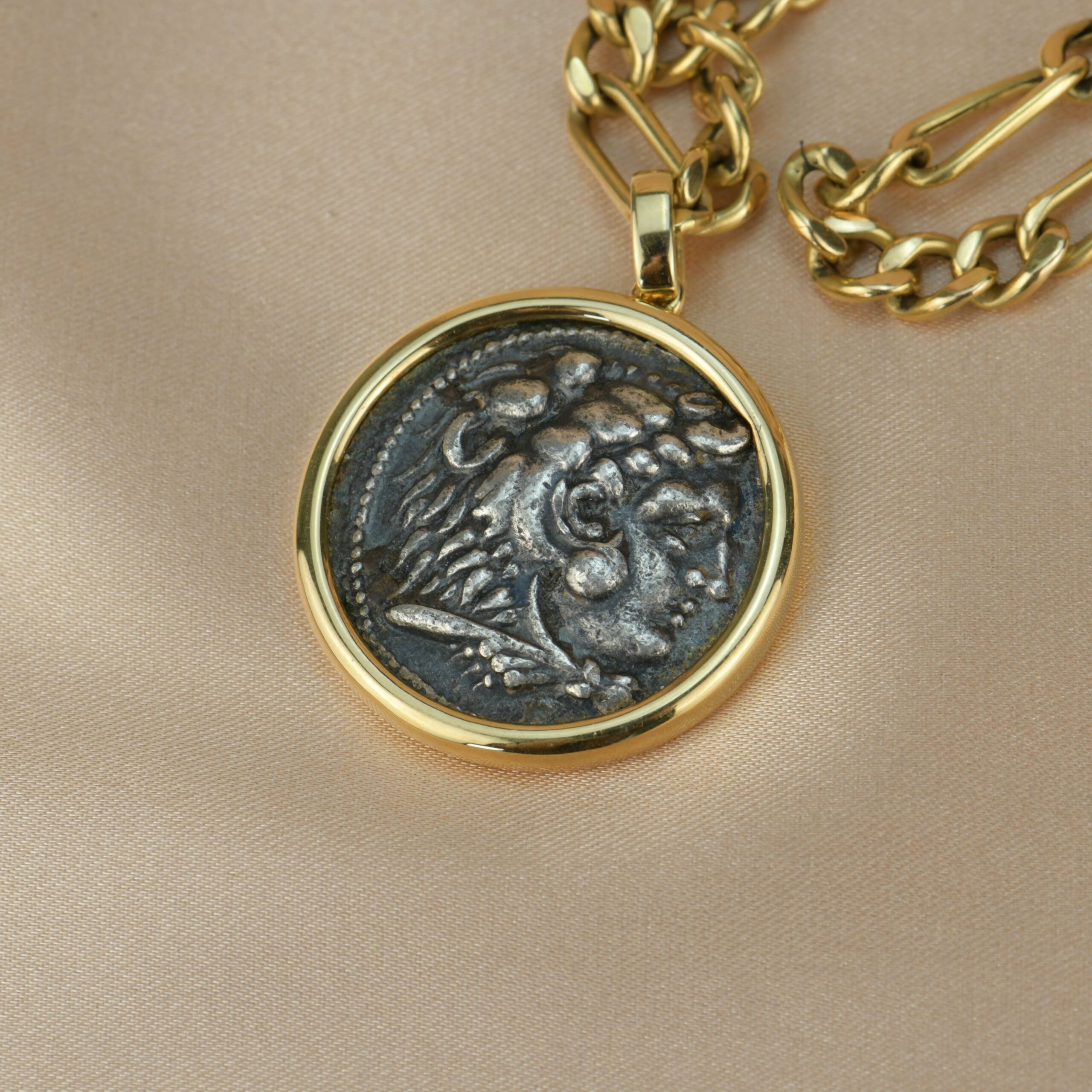 Yellow gold hot sale coin necklace