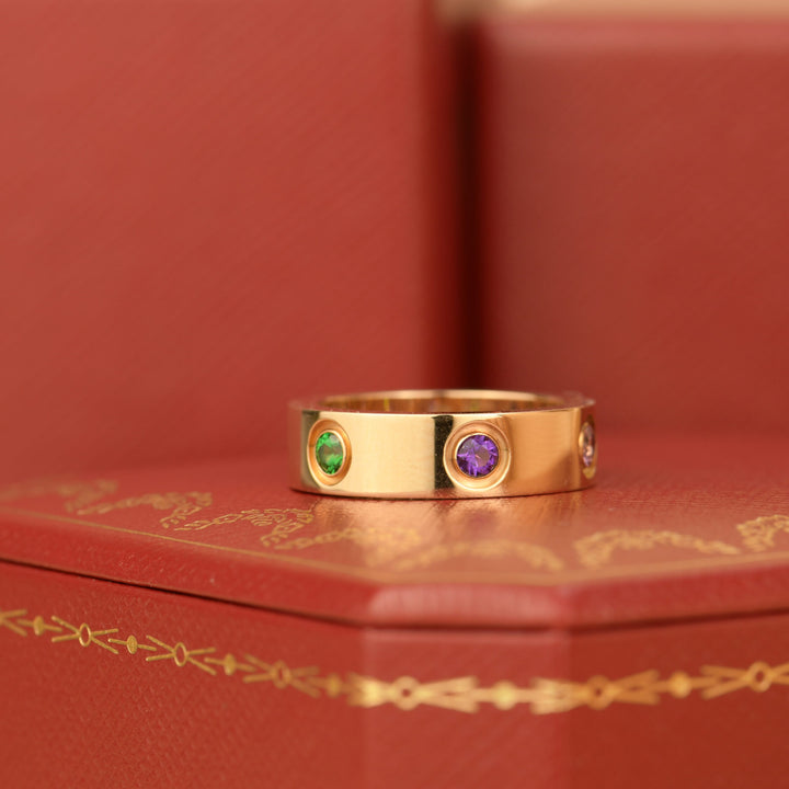 Cartier Love 18K Rose Gold Rose Multi Gem Ring