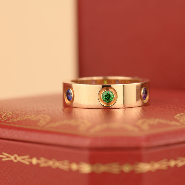 Cartier Love 18K Rose Gold Rose Multi Gem Ring