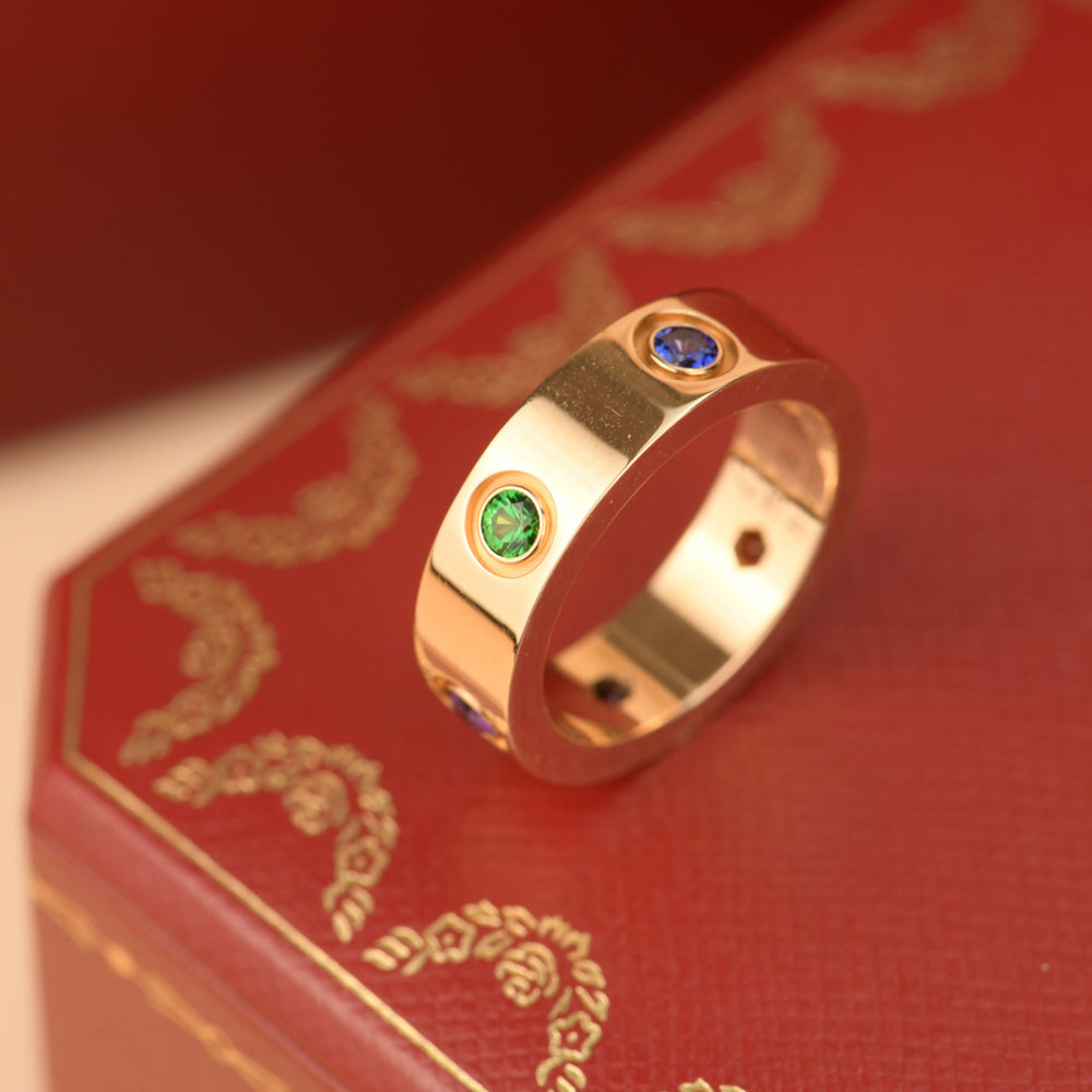Cartier Love 18K Rose Gold Rose Multi Gem Ring