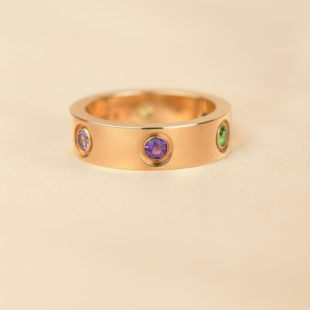 Cartier Love 18K Rose Gold Rose Multi Gem Ring