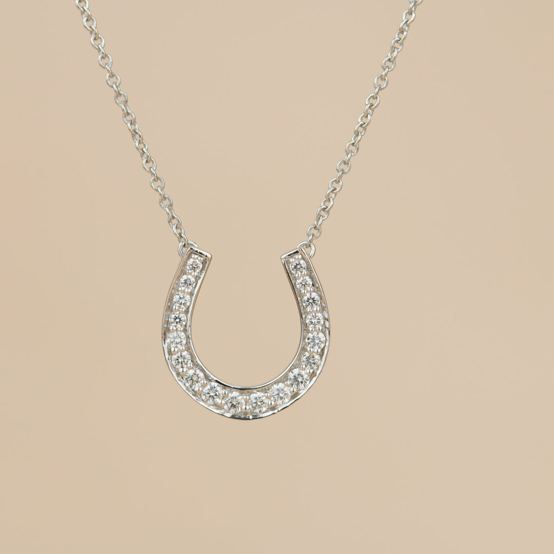 TIFFANY & CO. Platinum & Diamond Horseshoe Pendant Necklace