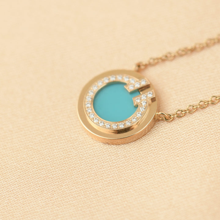 Tiffany Co Turquoise Diamond Circle Necklace – Dandelion Antiques