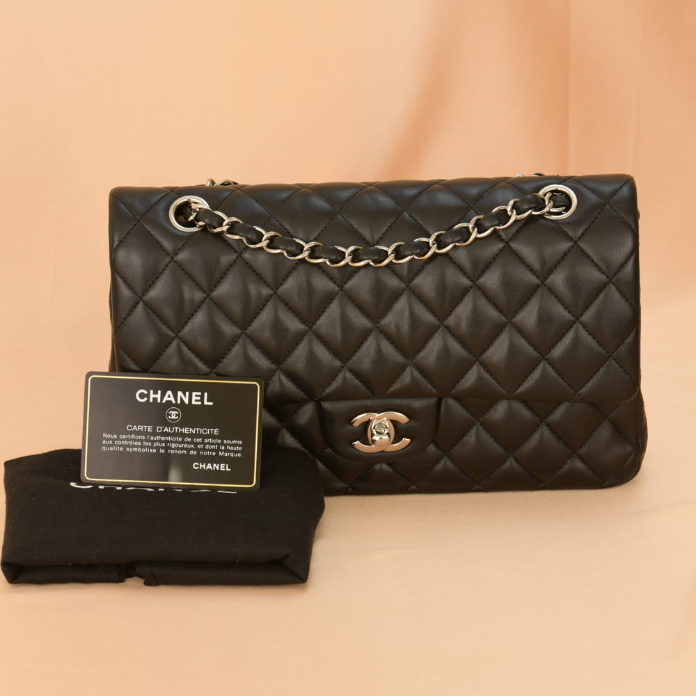 CHANEL Black Quilted Lambskin Timeless Classic Double Flap Bag