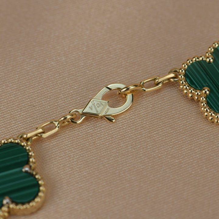 Van Cleef & Arpels 5 Motif Vintage Alhambra Malachite Bracelet