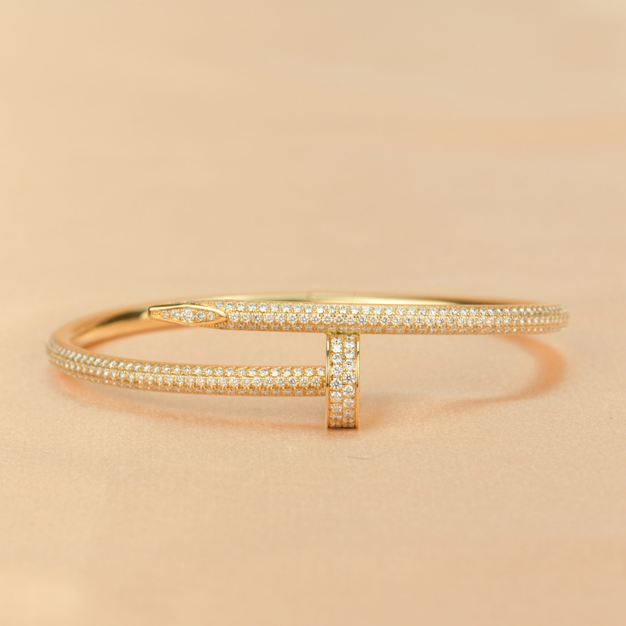 Cartier Gold Pave Diamond Juste Un Clou Bracelet Size 16