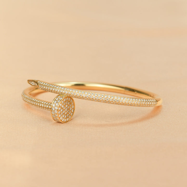 Cartier Gold Pave Diamond Juste Un Clou Bracelet Size 16
