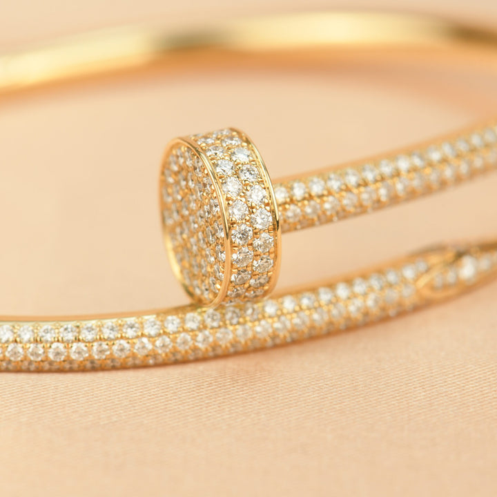 Cartier Gold Pave Diamond Juste Un Clou Bracelet Size 16