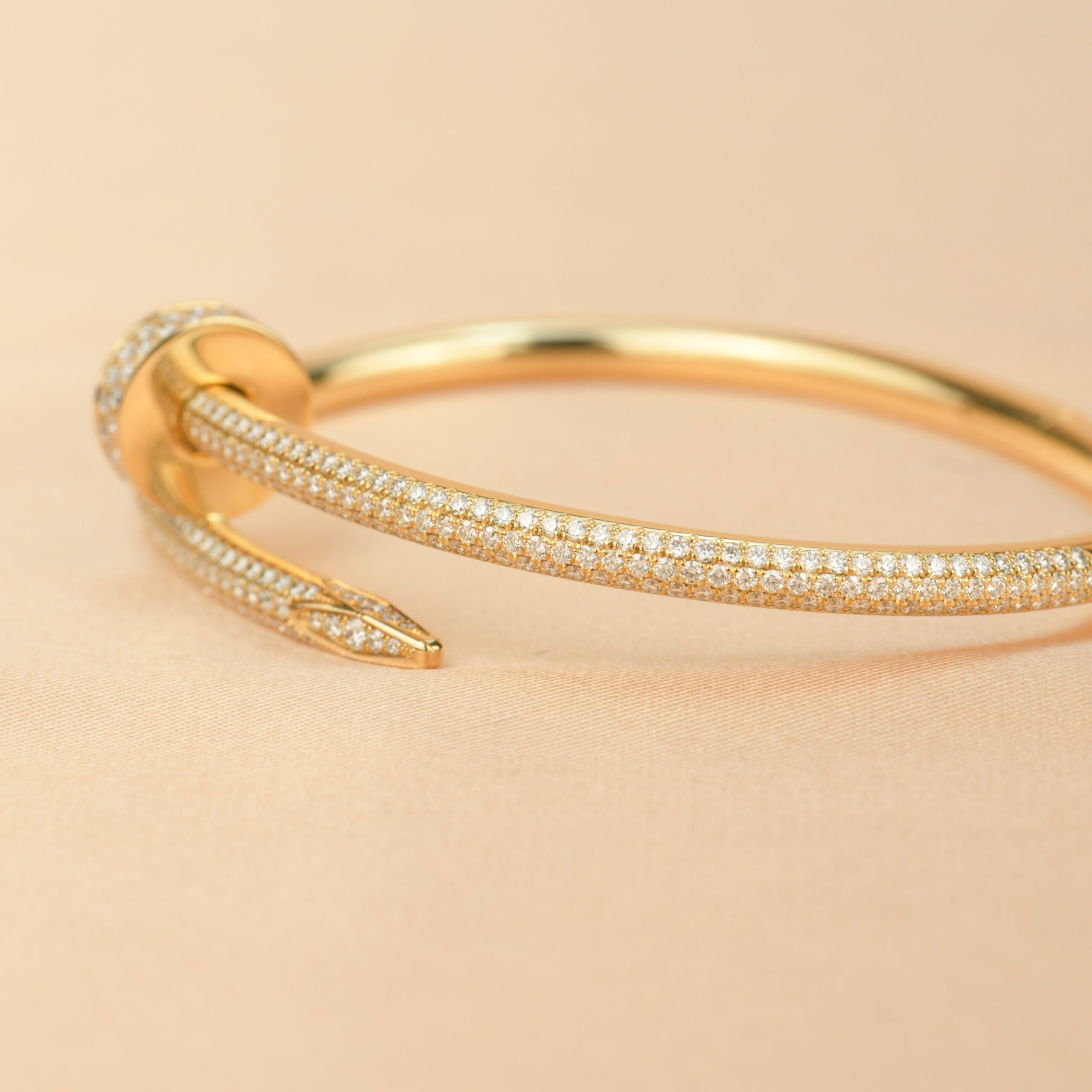 Classic Cartier Juste Un Clou Nail Bracelet 18K Yellow Gold with 374  Diamond Paved N6709817