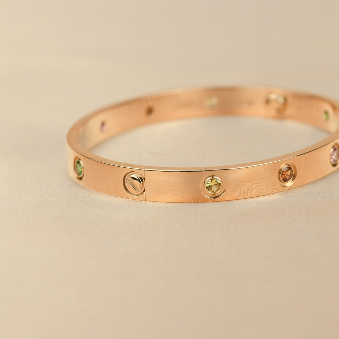 Cartier Love Bracelet Multi Gem Rainbow Rose Gold