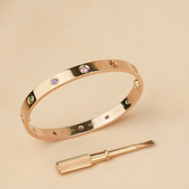 Cartier Love Bracelet Multi Gem Rainbow Rose Gold