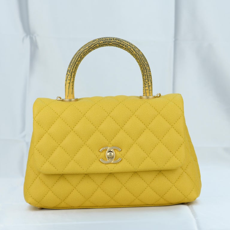 Chanel Yellow Small Canary Caviar Quilted COCO Flap Bag