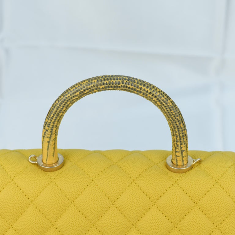 Chanel Yellow Small Canary Caviar Quilted COCO Flap Bag