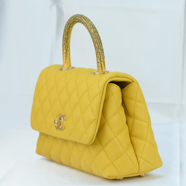 Chanel Yellow Small Canary Caviar Quilted COCO Flap Bag