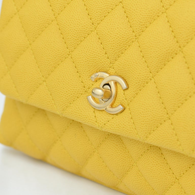 Chanel Yellow Small Canary Caviar Quilted COCO Flap Bag