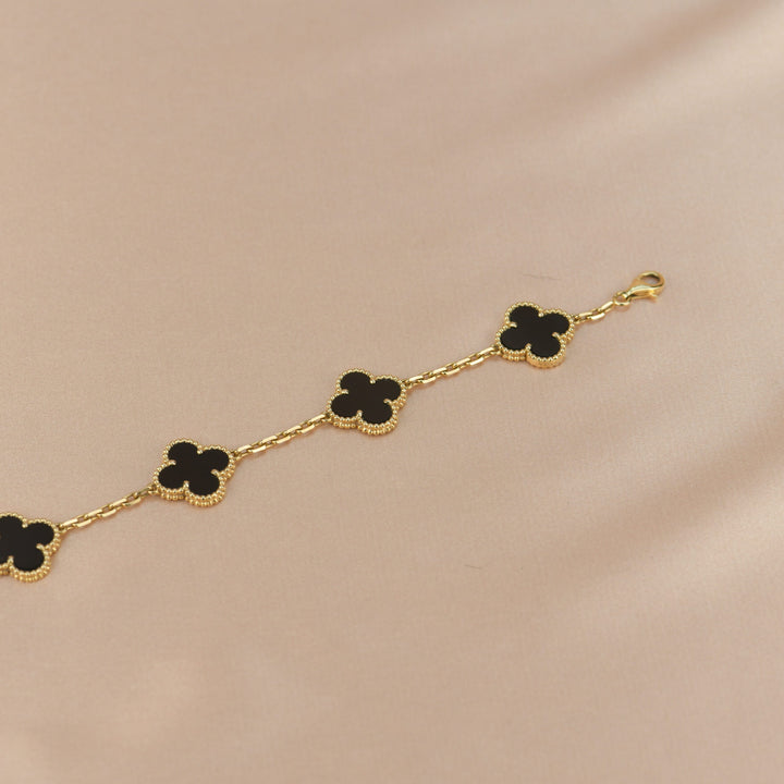 Van Cleef & Arpels Black Onyx Vintage Alhambra 18k Gold Bracelet