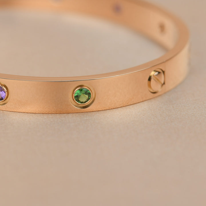 Cartier Love Bracelet Multi Gem Rainbow Rose Gold size 17