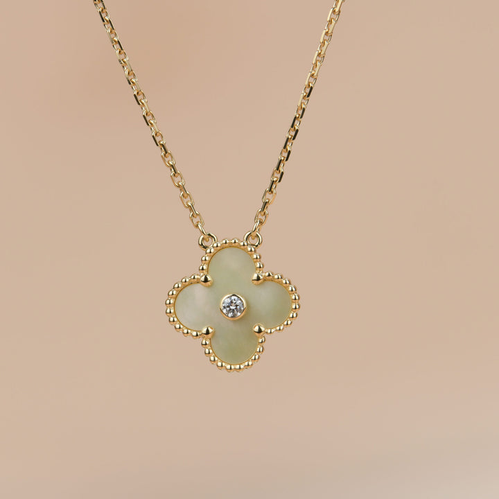 2018 Gold Mother Of Pearl Alhambra Diamond Holiday Pendant Necklace