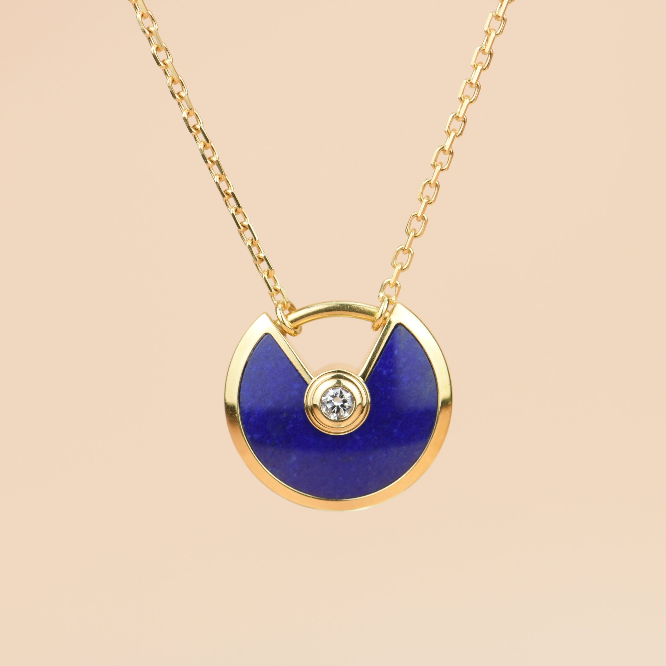 Cartier Amulette de 18K Yellow Gold Lapis Lazuli Pendant Necklace