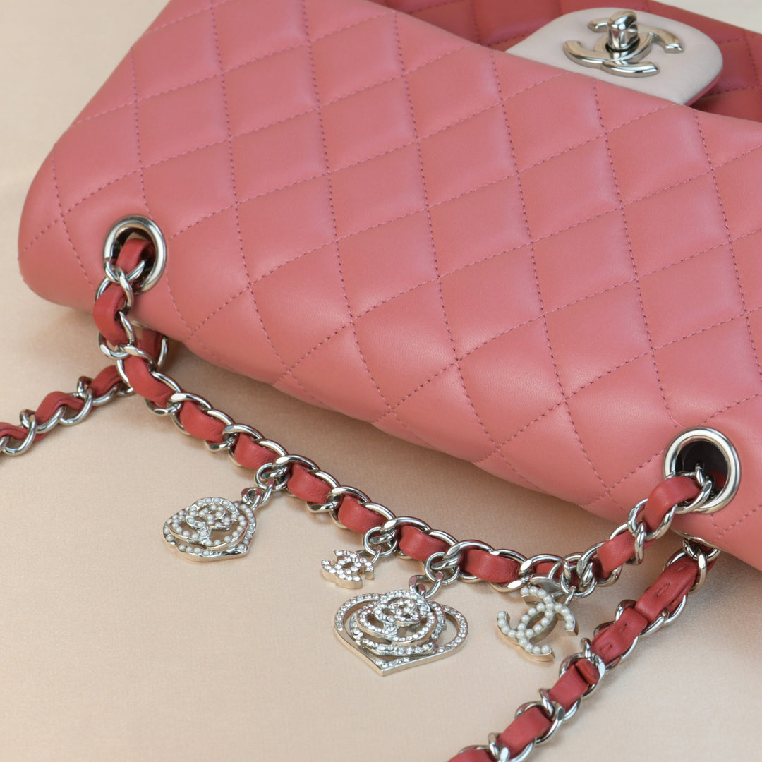 Chanel Classic Double Flap Shoulder Bag in Pink Quilted Lambskin, SHW