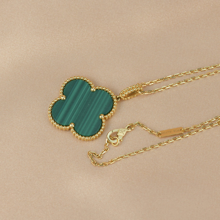 Van Cleef & Arpels Magic Alhambra Malachite Yellow Gold Pendant Long Necklace