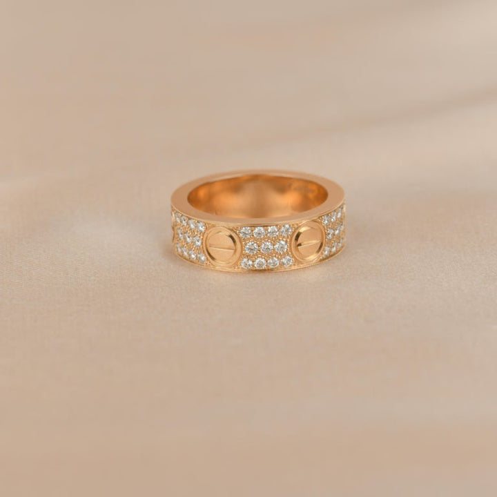 Cartier Rose Gold Pave Diamond Love Ring