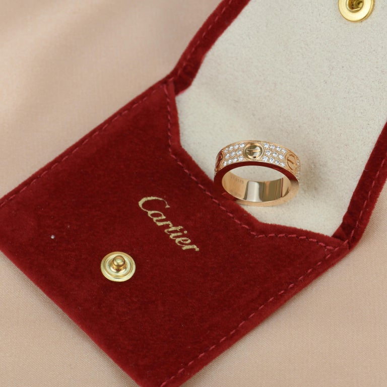 Cartier Rose Gold Pave Diamond Love Ring