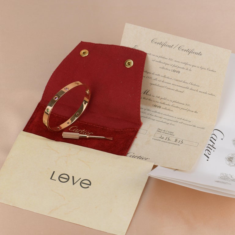 Cartier Love Bracelet Multi Gem Rainbow Rose Gold