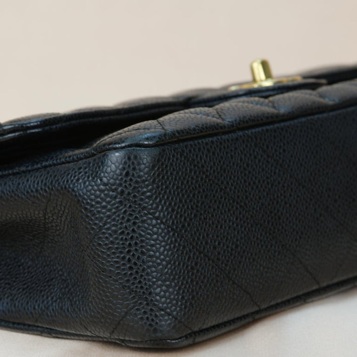 Chanel Black Caviar Medium Classic Double Flap Bag With Dustbag