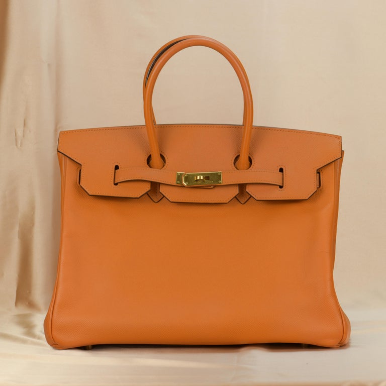 Hermes Birkin Handbag Orange Epsom with Palladium Hardware 35