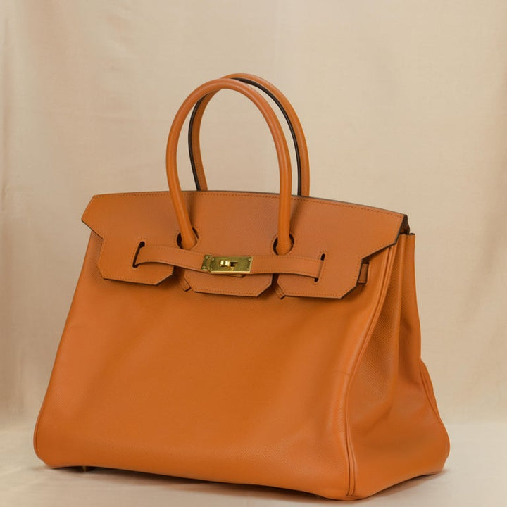 Hermes Birkin Handbag Orange Epsom with Palladium Hardware 35