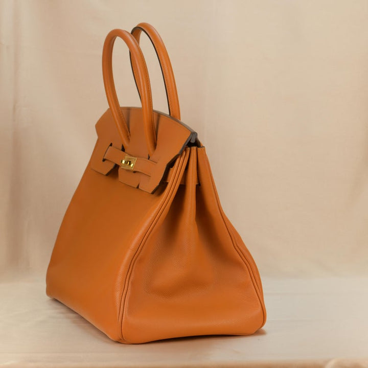 Hermes Birkin Handbag Orange Epsom with Palladium Hardware 35