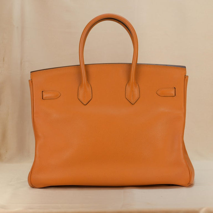 Hermes Birkin Handbag Orange Epsom with Palladium Hardware 35