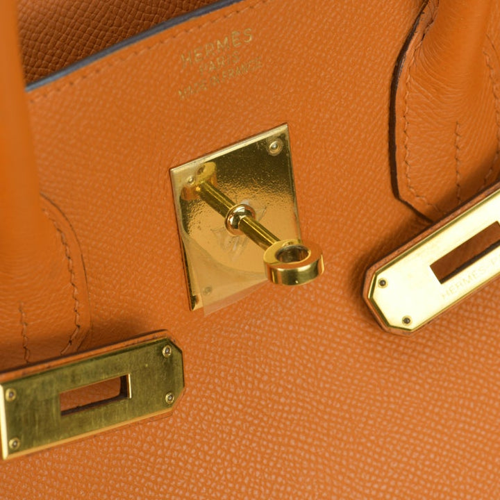 Hermes Birkin Handbag Orange Epsom with Palladium Hardware 35