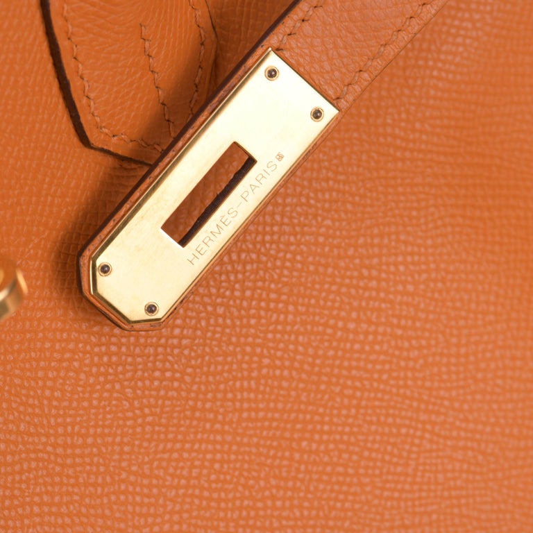 Hermes Birkin Handbag Orange Epsom with Palladium Hardware 35