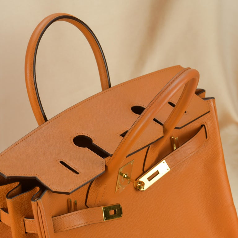 Hermes Birkin Handbag Orange Epsom with Palladium Hardware 35