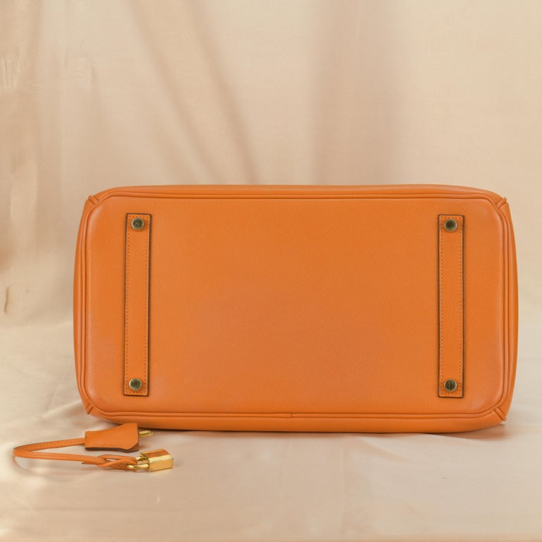 Hermes Birkin Handbag Orange Epsom with Palladium Hardware 35