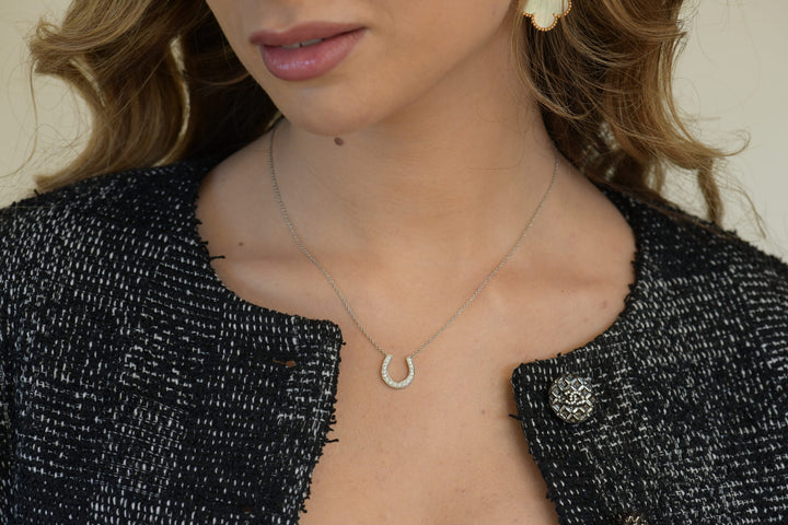 Tiffany & Co. Platinum & Diamond Horseshoe Pendant Necklace